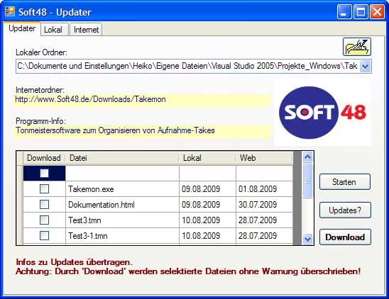 Uodater-Software für die Auftragsprogrammierung